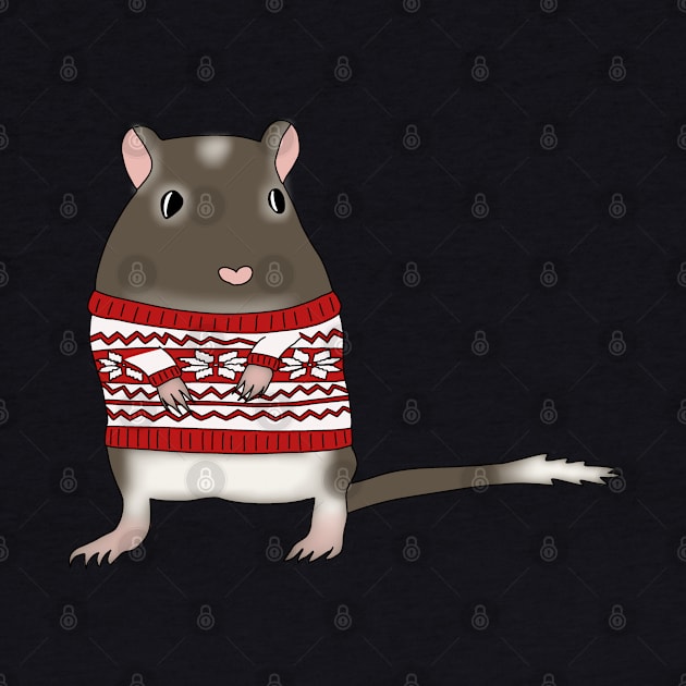 Cute brown gerbil wearing christmas jumper by Becky-Marie